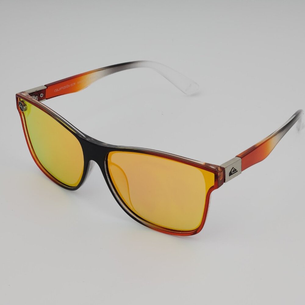 Quiksilver Round Flat Lens Sunglasses Black-Orange Fade Orange Mirror Lens Q27